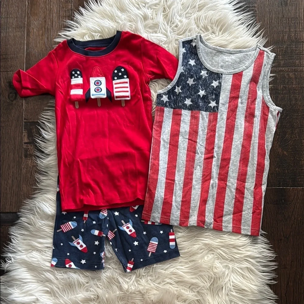 Red and Blue Patriotic Pajamas and Tank Top Bundle